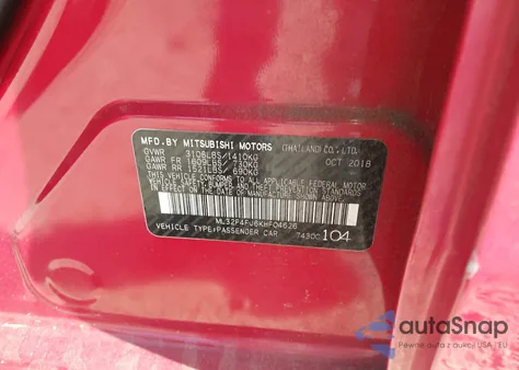 2019 Mitsubishi Mirage G4 Se from USA, damaged, VIN ML32F4FJ6KHF04626